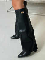 Hoge PU suede laarzen met metalen gesp dames