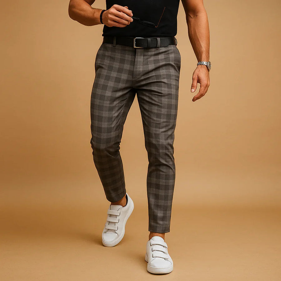 Broek Heren Geruit Slim Fit