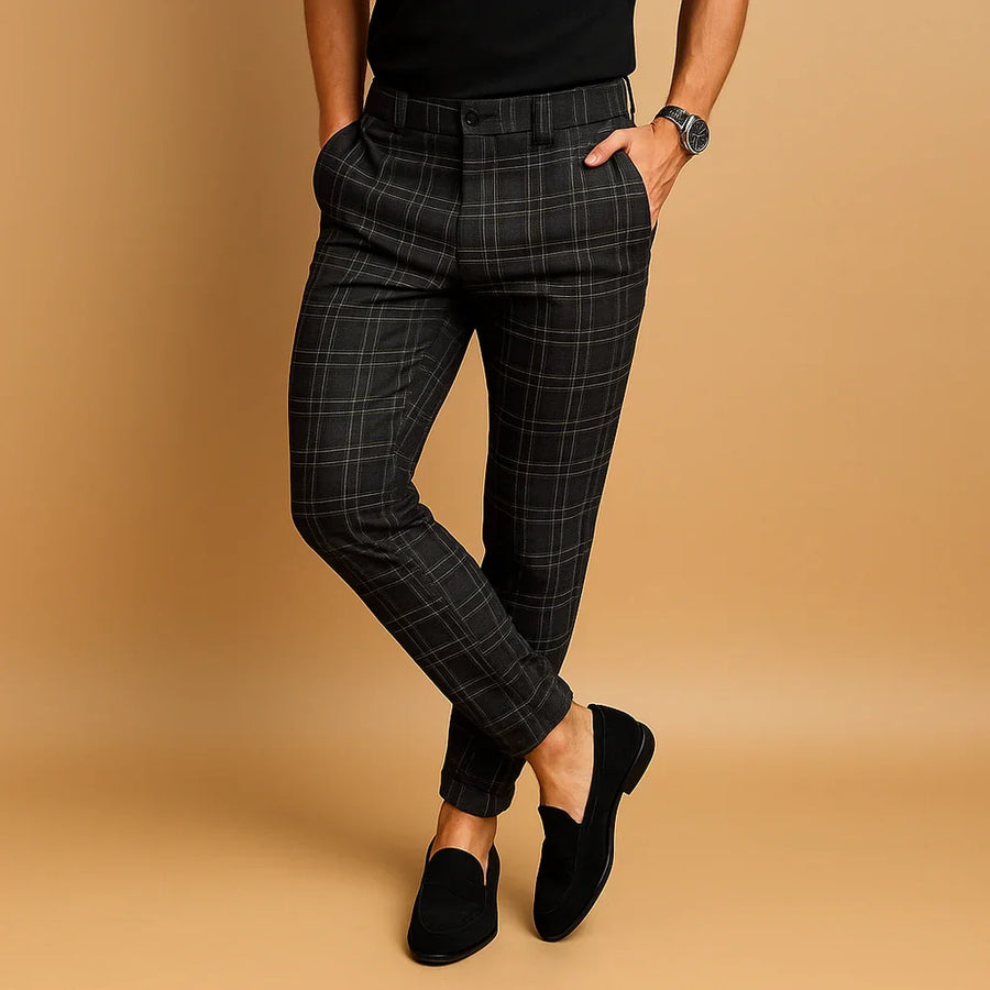 Broek Heren Geruit Slim Fit