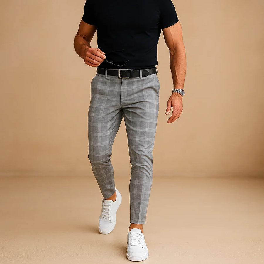 Broek Heren Geruit Slim Fit