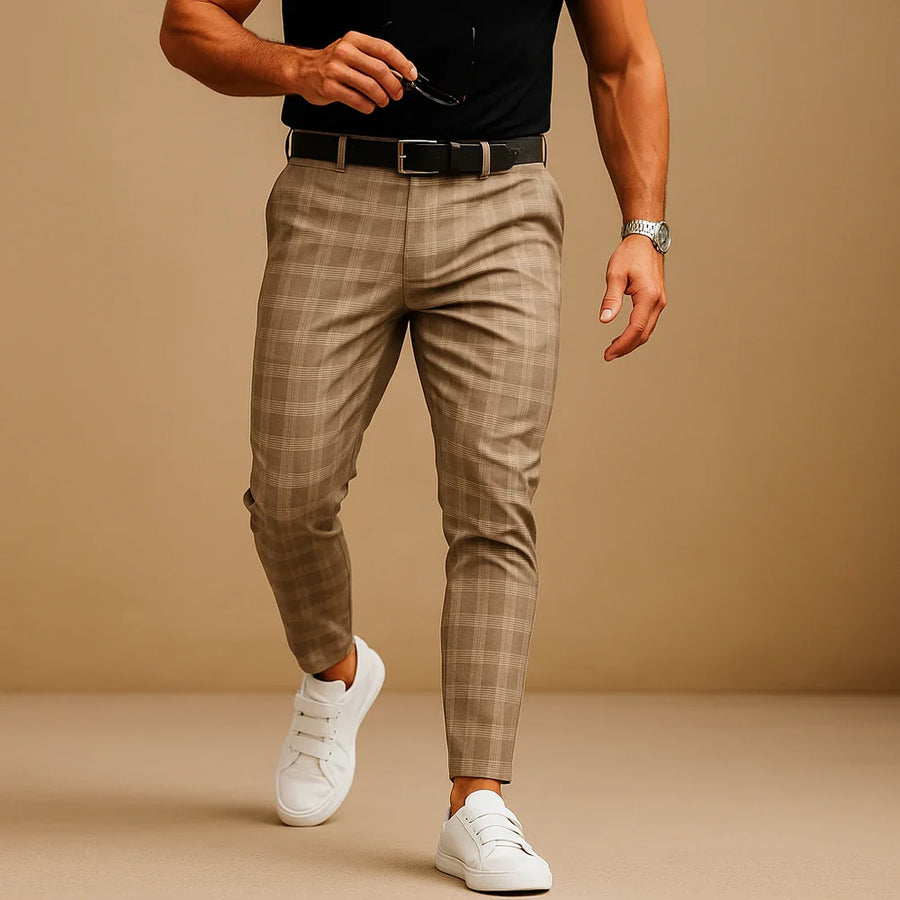 Broek Heren Geruit Slim Fit
