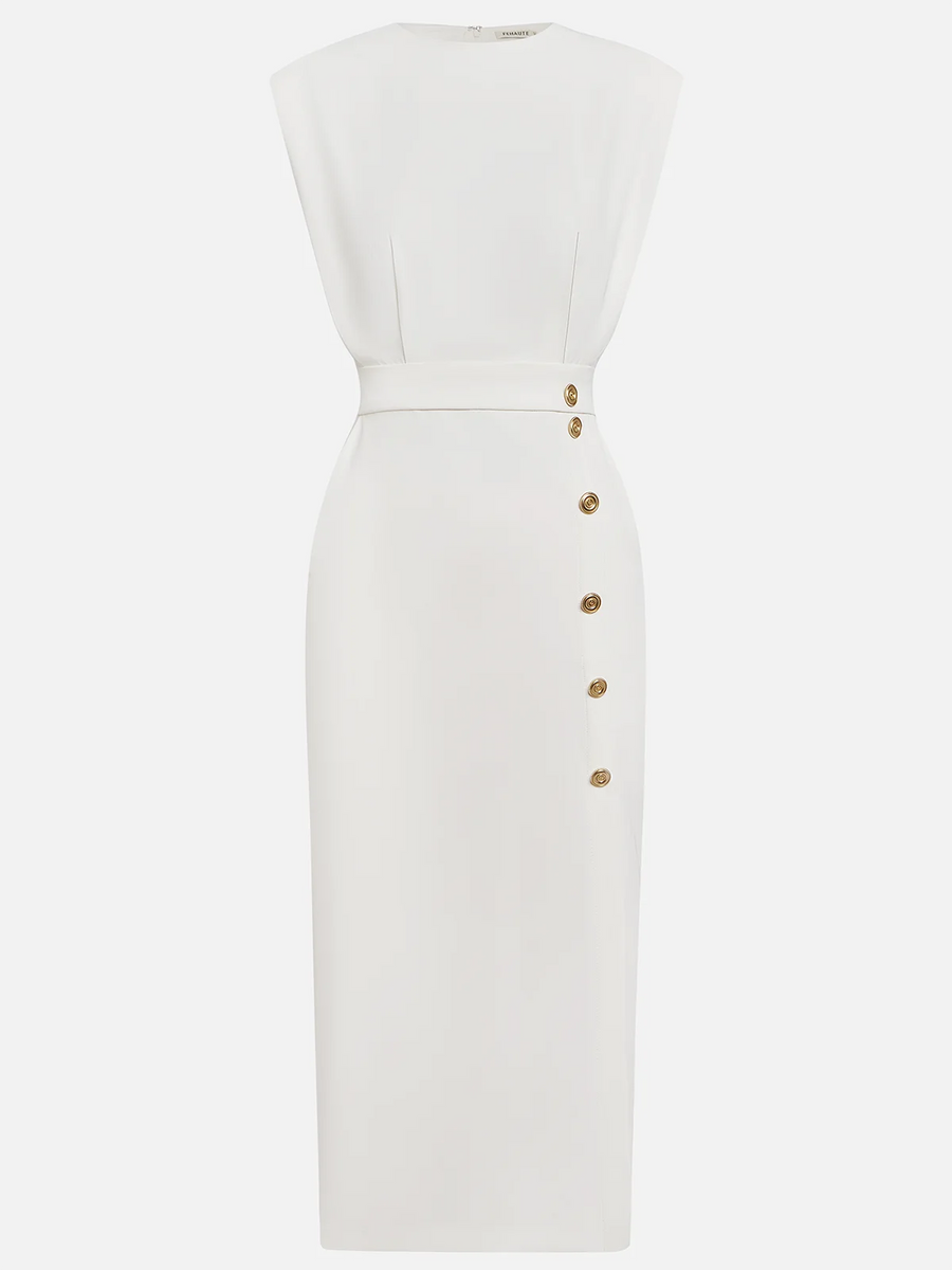 Midi jurk met knopen Dames
