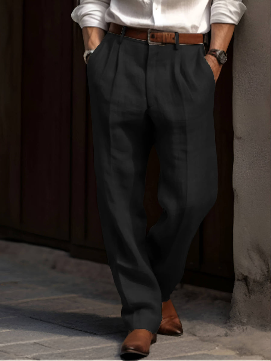Linnen broek met plooien Heren