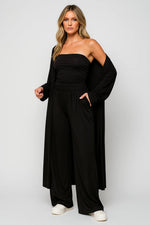 Drie-delige set met strapless top en broek Dames