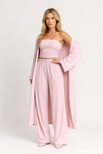 Drie-delige set met strapless top en broek Dames