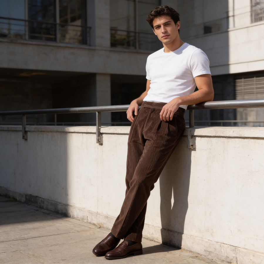 Corduroy Broek met Plooien Heren