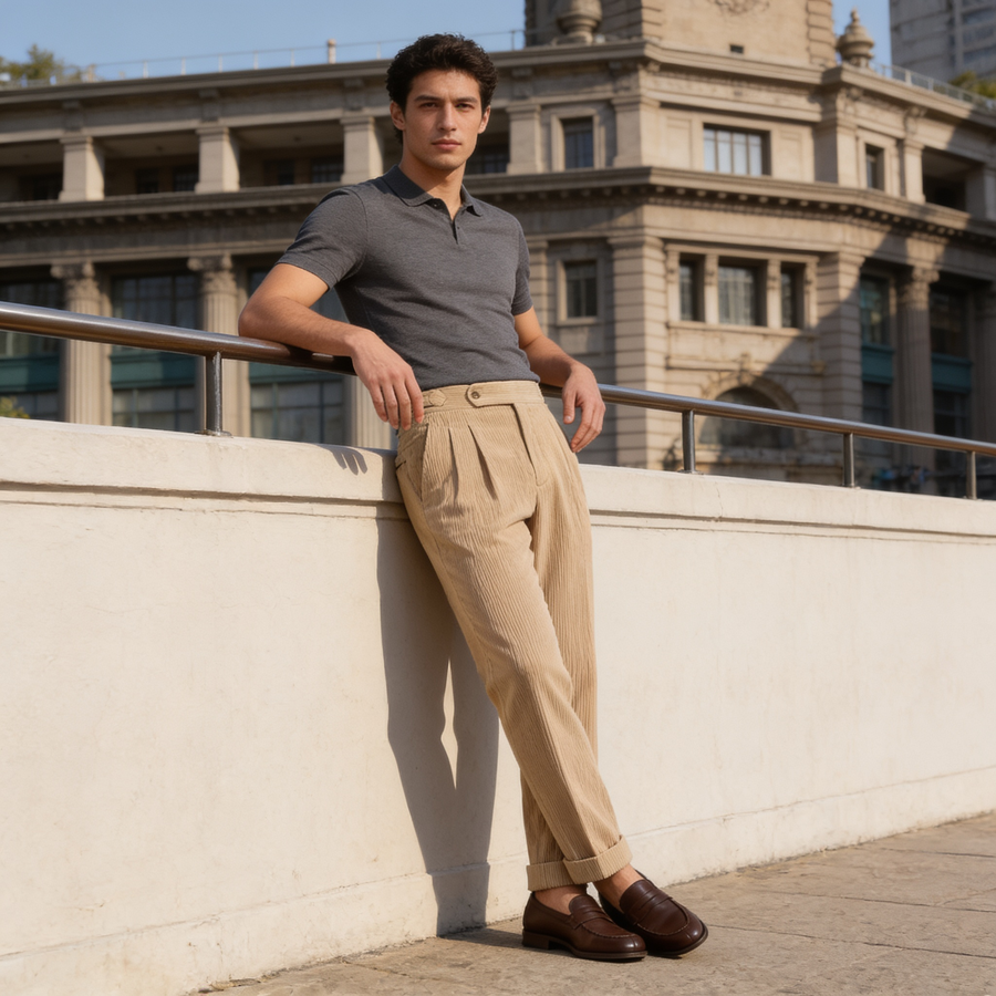Corduroy Broek met Plooien Heren