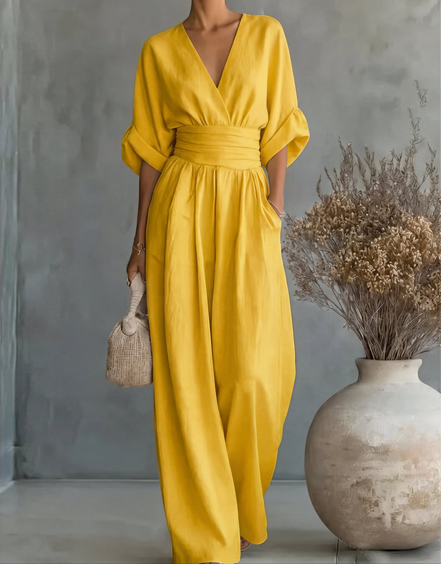 Losvallende jumpsuit met V-hals Dames