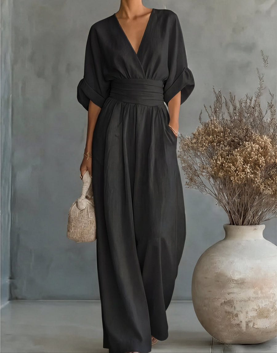 Losvallende jumpsuit met V-hals Dames