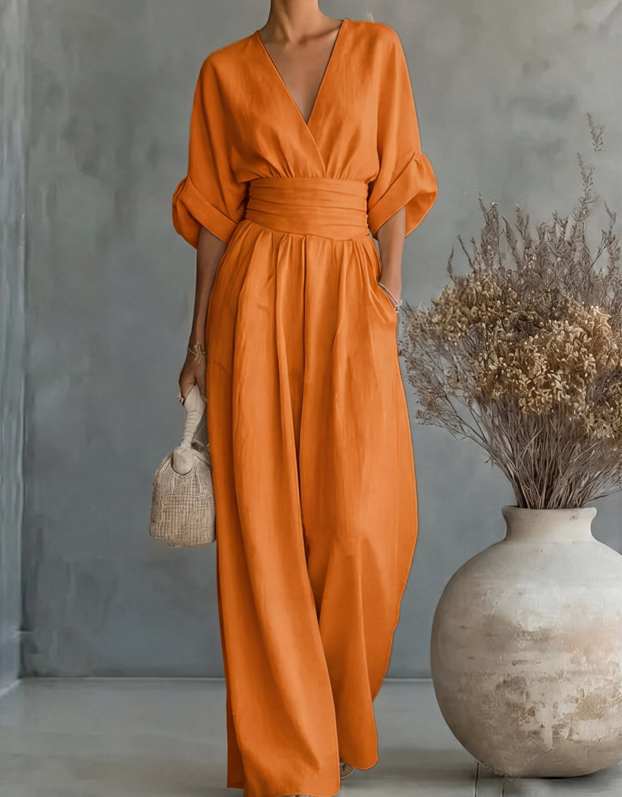 Losvallende jumpsuit met V-hals Dames