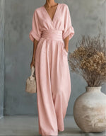 Losvallende jumpsuit met V-hals Dames
