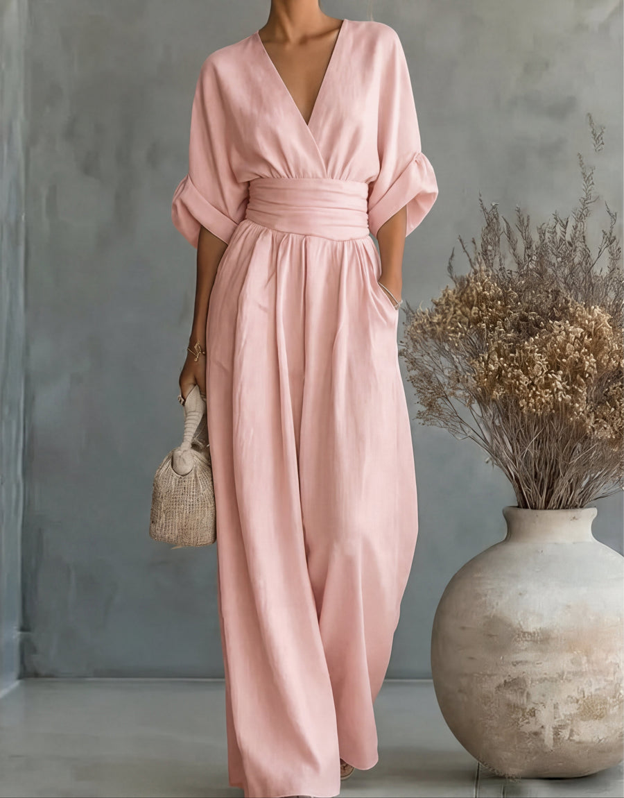 Losvallende jumpsuit met V-hals Dames