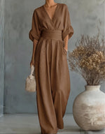 Losvallende jumpsuit met V-hals Dames