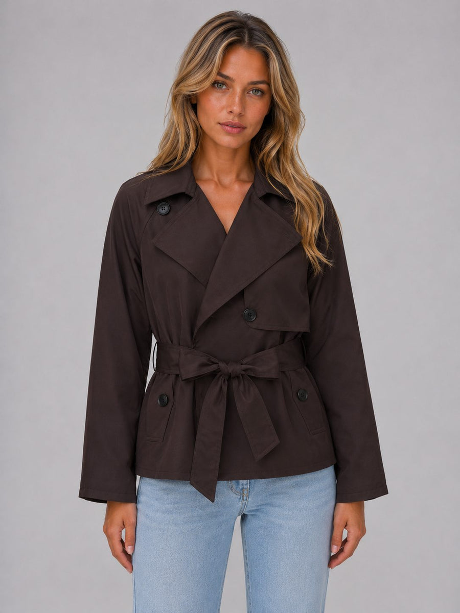 Jas dames cropped trench met Strikceintuur
