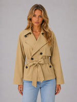 Jas dames cropped trench met Strikceintuur