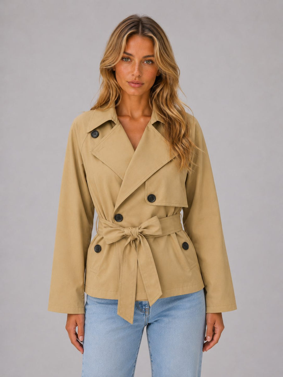 Jas dames cropped trench met Strikceintuur