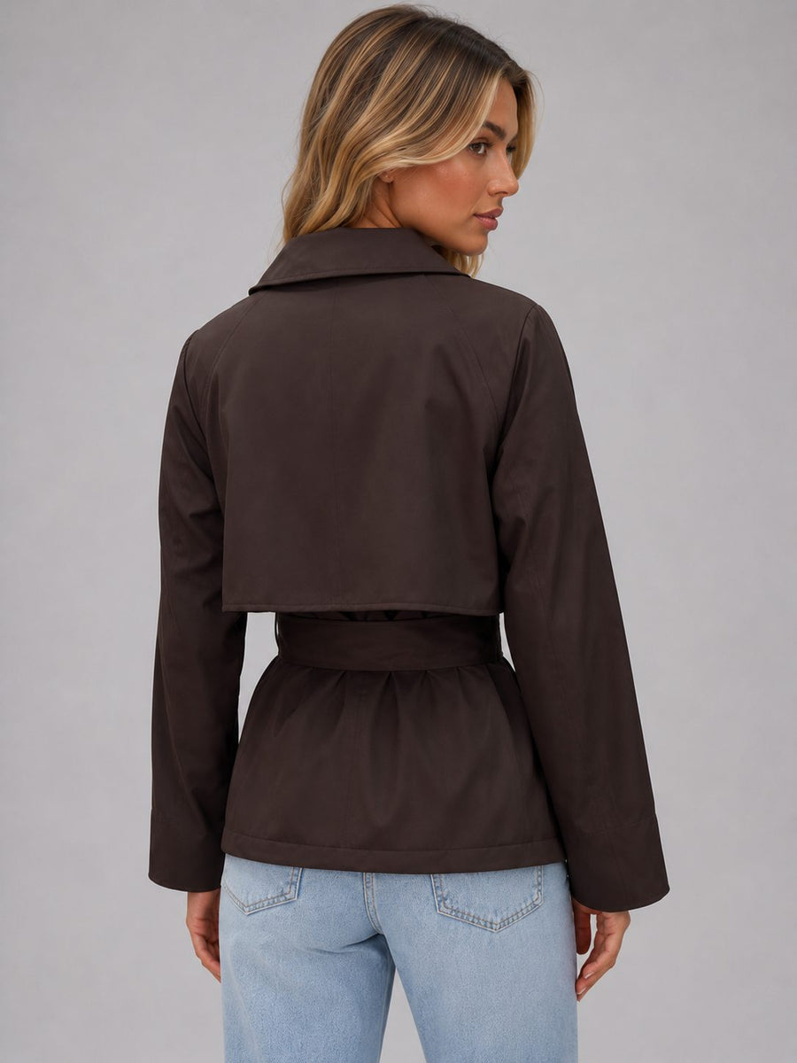 Jas dames cropped trench met Strikceintuur