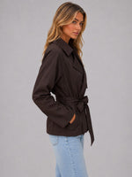Jas dames cropped trench met Strikceintuur