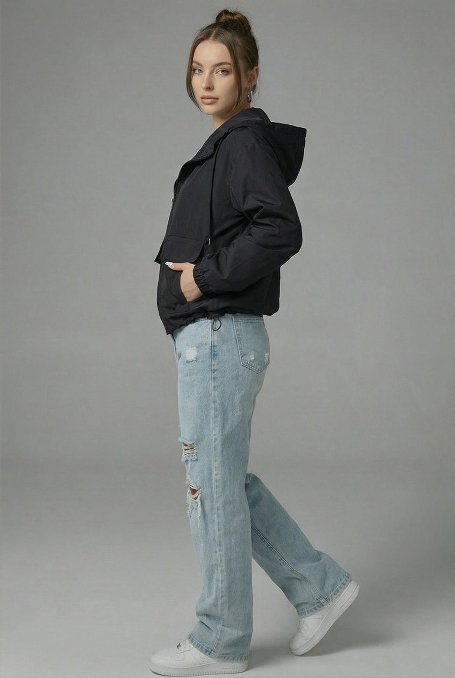 Tussenjas Dames Cropped met Capuchon