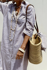 Gestreepte Midi Zomerjurk met knoopjes dames