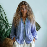 Boho linnen blouse met lange mouwen Dames