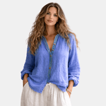 Boho linnen blouse met lange mouwen Dames