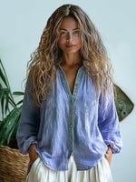 Boho linnen blouse met lange mouwen Dames