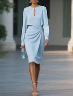 Midi zomerjurk met geplooide details Dames