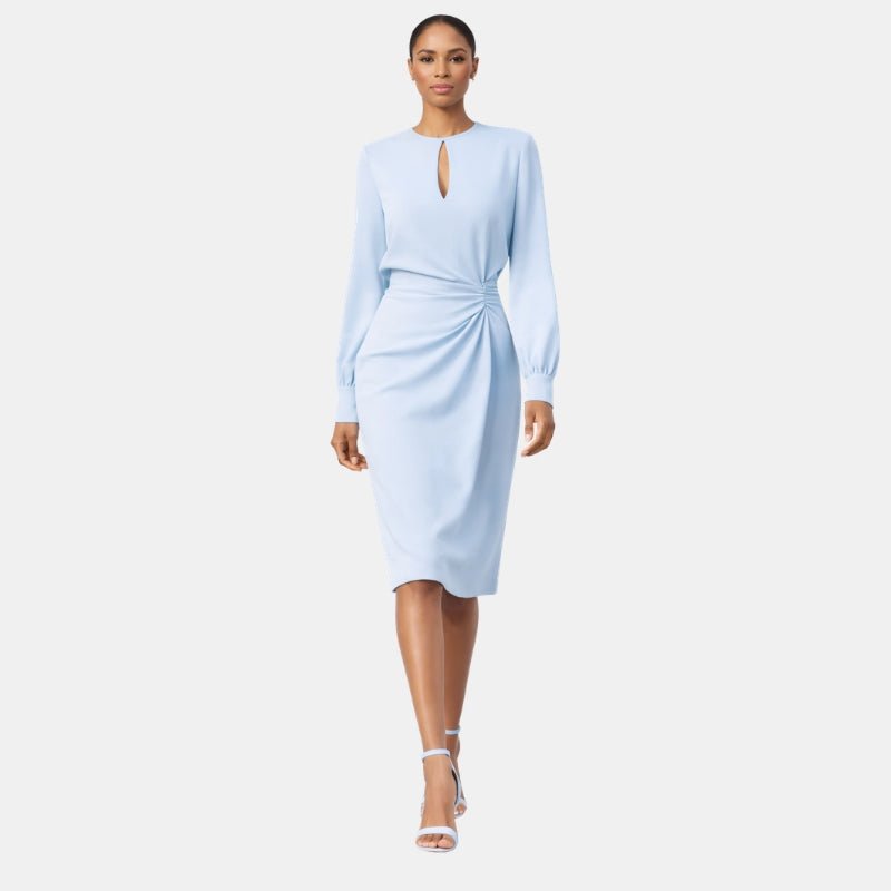 Midi zomerjurk met geplooide details Dames