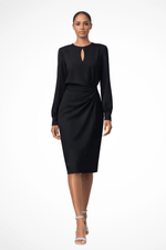 Midi zomerjurk met geplooide details Dames