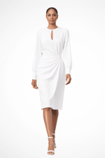 Midi zomerjurk met geplooide details Dames
