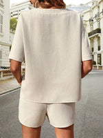Tweedelige wafel zomerset met shirt en short Dames