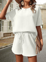 Tweedelige wafel zomerset met shirt en short Dames