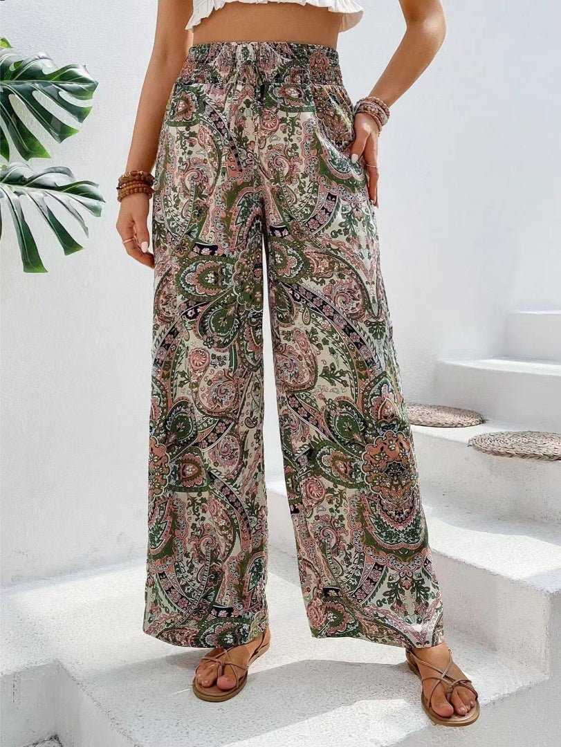 Wijde Bohemian Broek met Paisley Print Dames