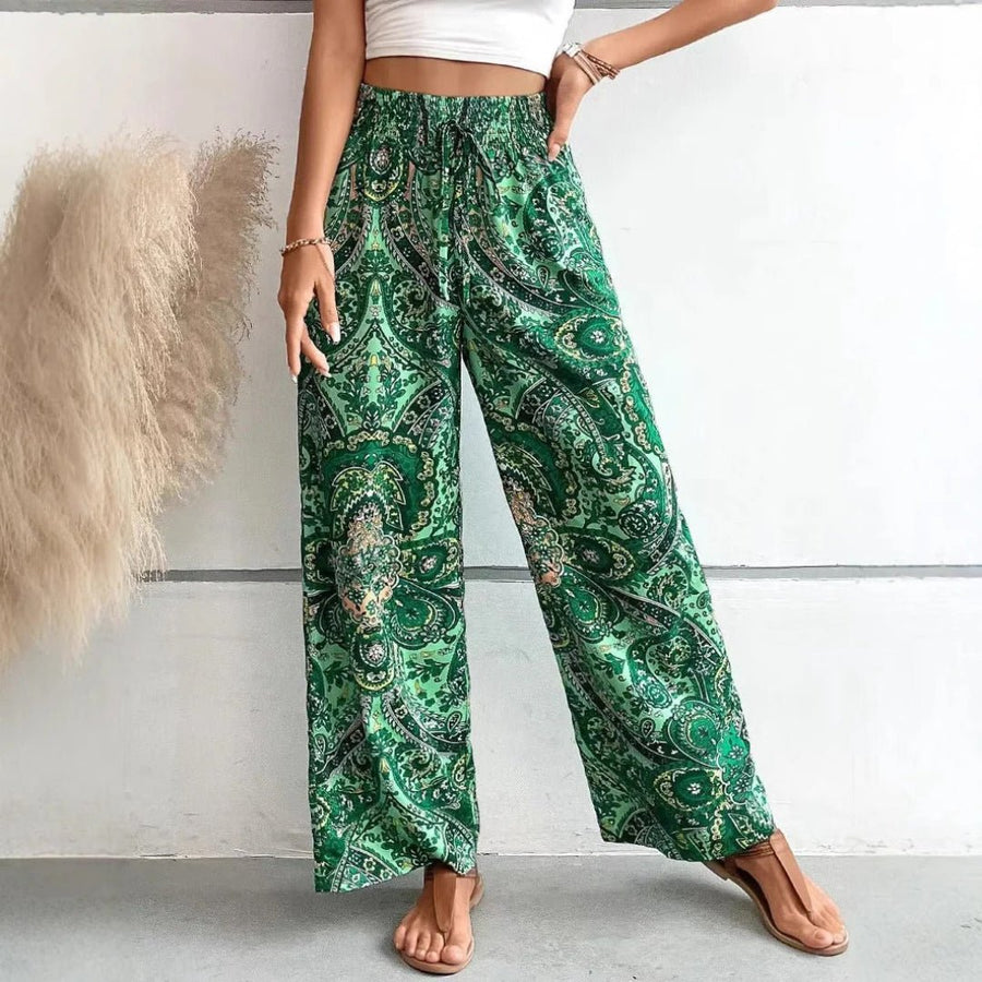 Wijde Bohemian Broek met Paisley Print Dames
