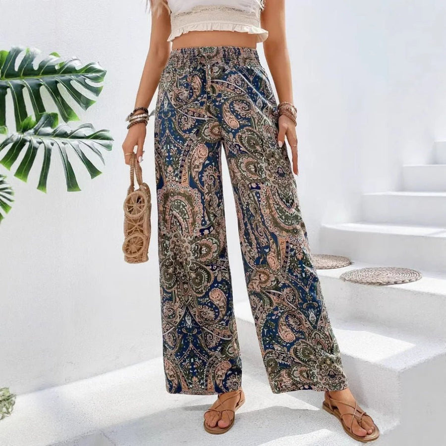 Wijde Bohemian Broek met Paisley Print Dames