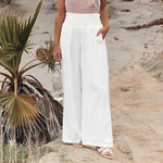 Wijde zomerbroek met elastische tailleband Dames