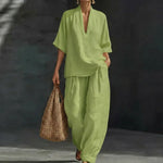 Tweedelige zomer set met top en wijde broek Dames