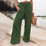 Wijde zomerbroek met elastische tailleband Dames
