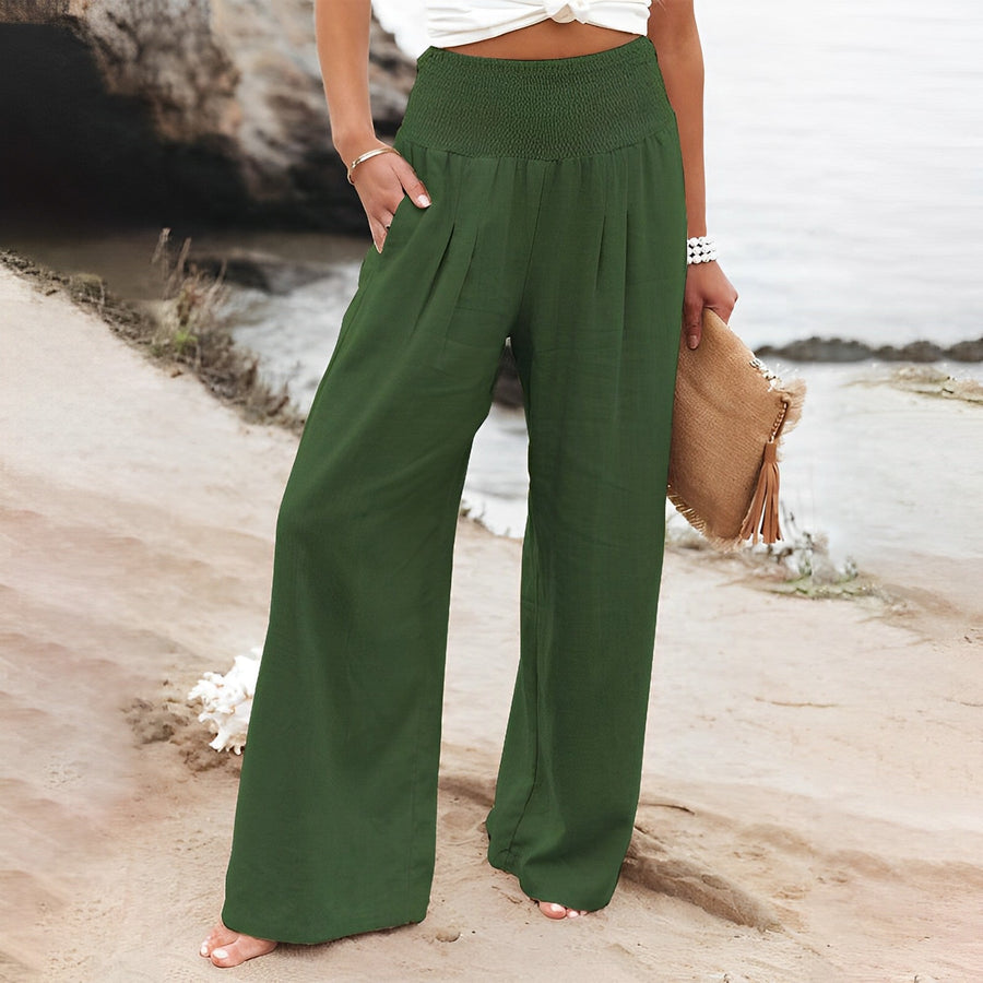 Wijde zomerbroek met elastische tailleband Dames