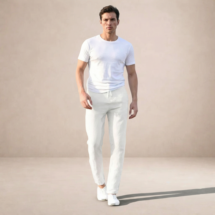 Linnen zomerbroek met elastische taille Heren