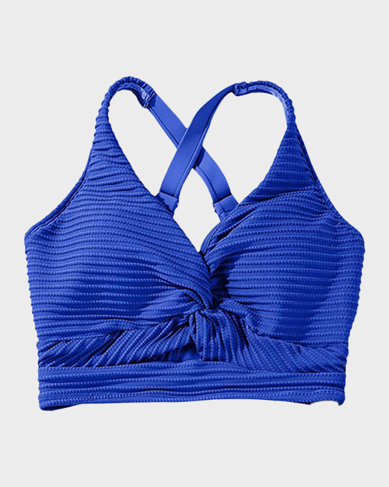 Geribde Bikini Set met Hoge Taille Dames