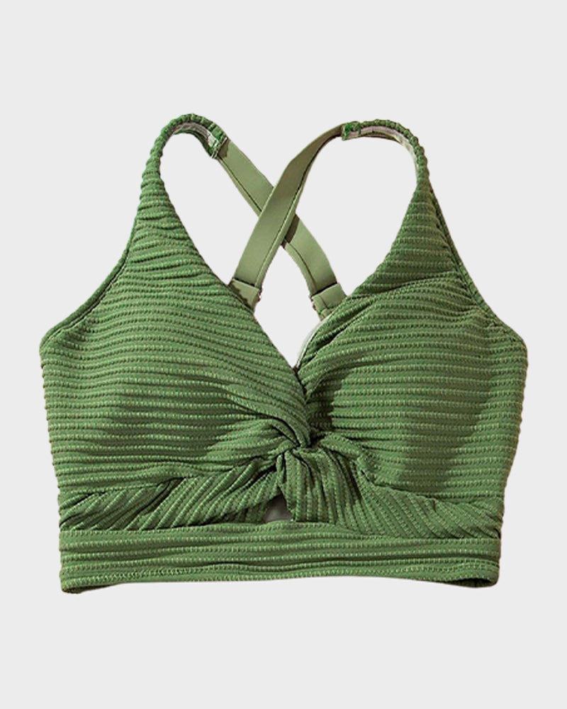 Geribde Bikini Set met Hoge Taille Dames