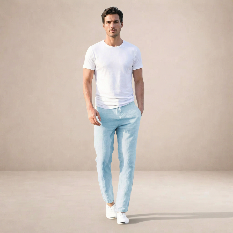 Linnen zomerbroek met elastische taille Heren