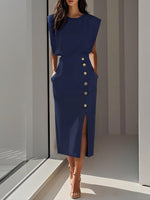 Midi jurk met knopen Dames
