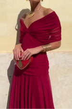 Geplooide maxi zomerjurk met V-hals Dames
