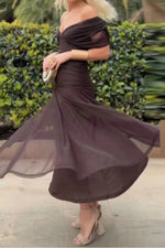 Geplooide maxi zomerjurk met V-hals Dames