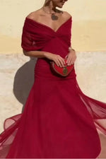 Geplooide maxi zomerjurk met V-hals Dames