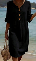 Midi zomerjurk met knoopsluiting Dames