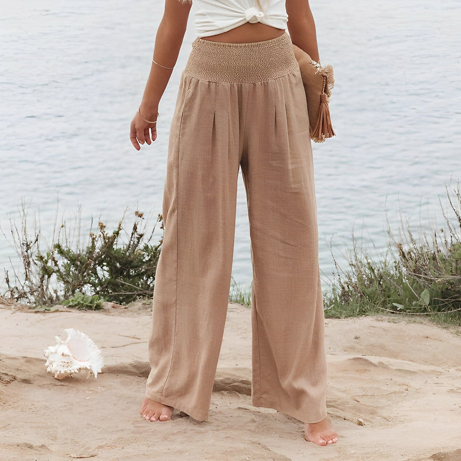 Wijde zomerbroek met elastische tailleband Dames